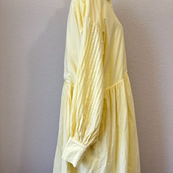 GIRL AND THE SUN Long Sleeve Lined Maxi Shirt Dress in Pale Yellow - Picture 5 of 14